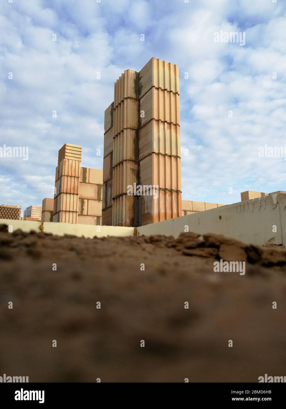 House project under construction. Building from ceramic building blocks