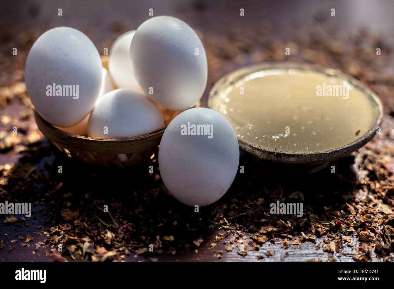 Spot reduction face mask on the shiny brown surface consisting of some