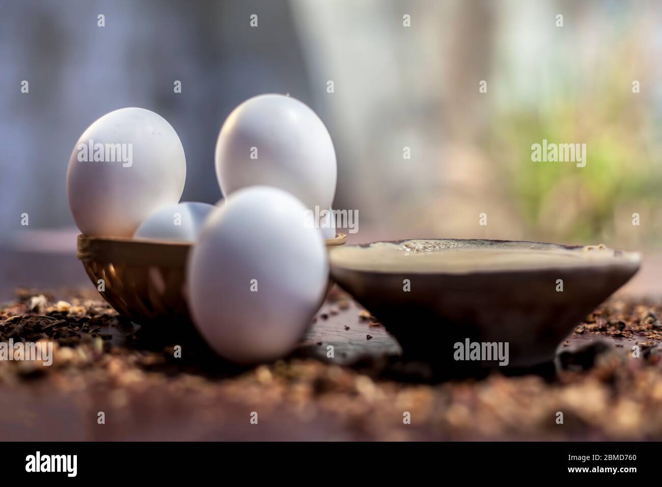 Spot reduction face mask on the shiny brown surface consisting of some