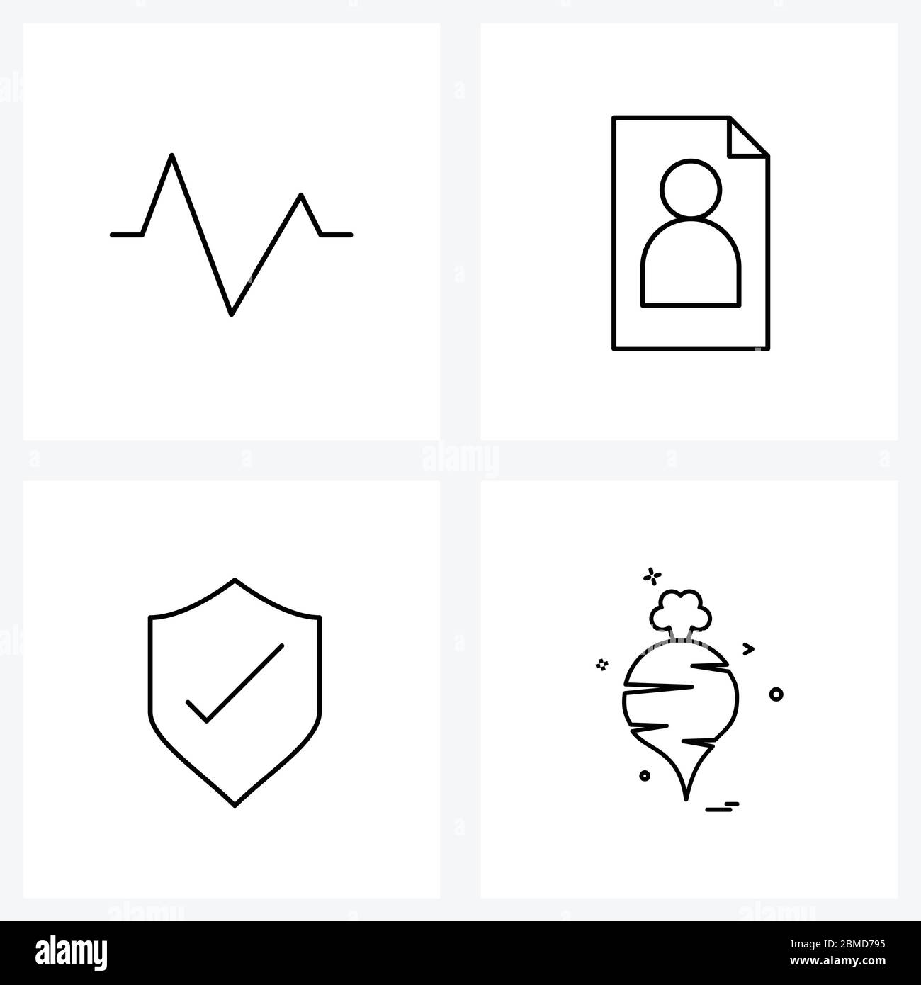 Stock Vector Icon Set of 4 Line Symbols for beat, safety, cv