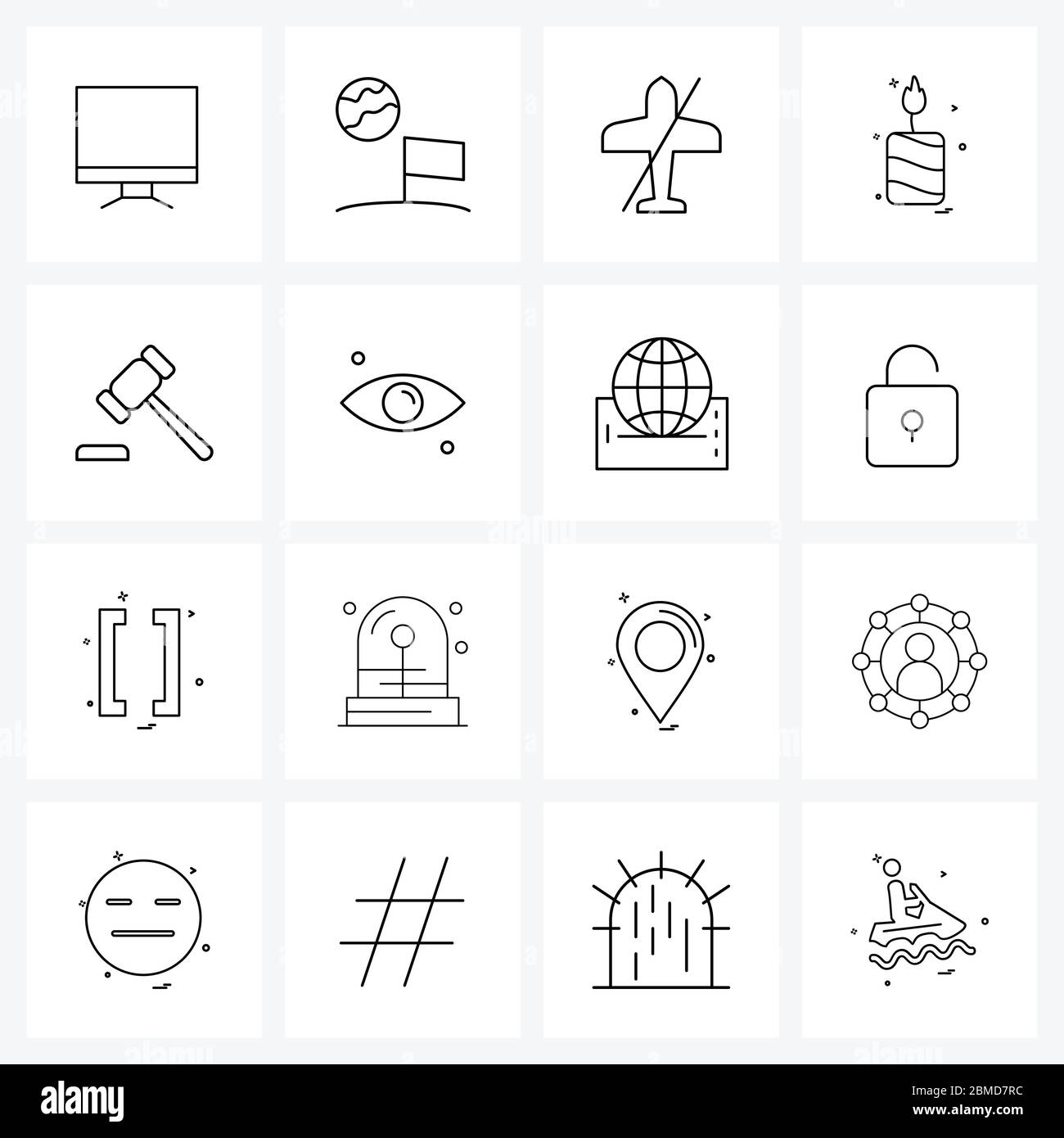 16 Editable Vector Line Icons and Modern Symbols of eyeball, court ...