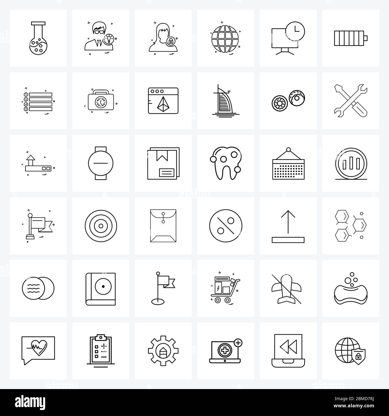 36 Universal Line Icon Pixel Perfect Symbols of energy, charging, globe ...