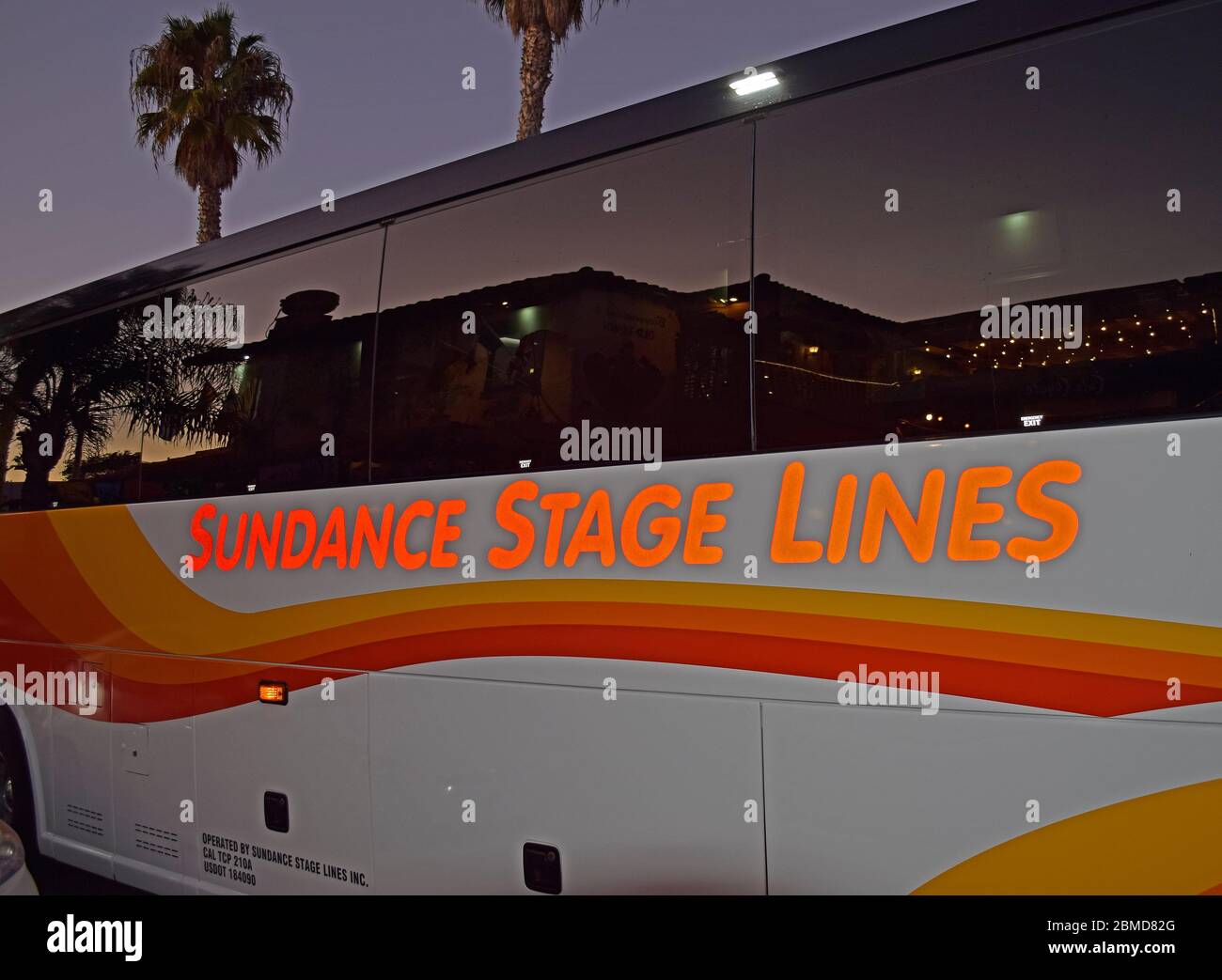 Sundance Stage Lines motorcoach in San Diego, California Stock Photo