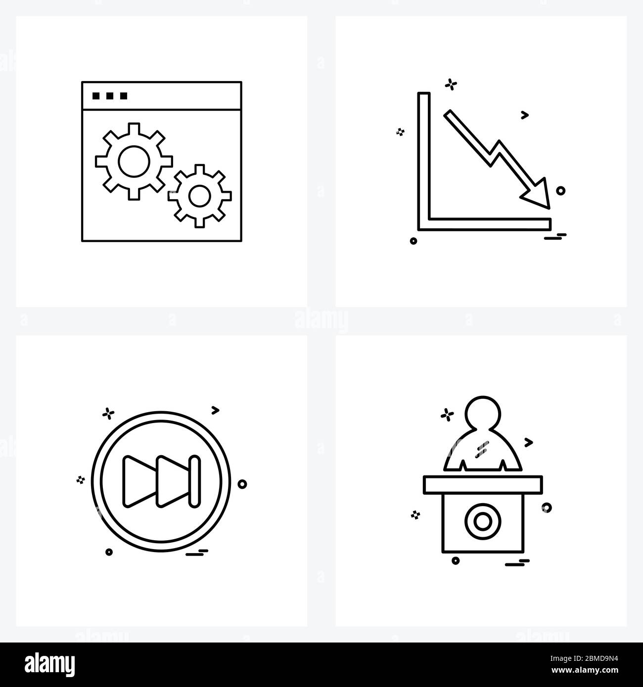 4 Interface Line Icon Set of modern symbols on web; user interface ...