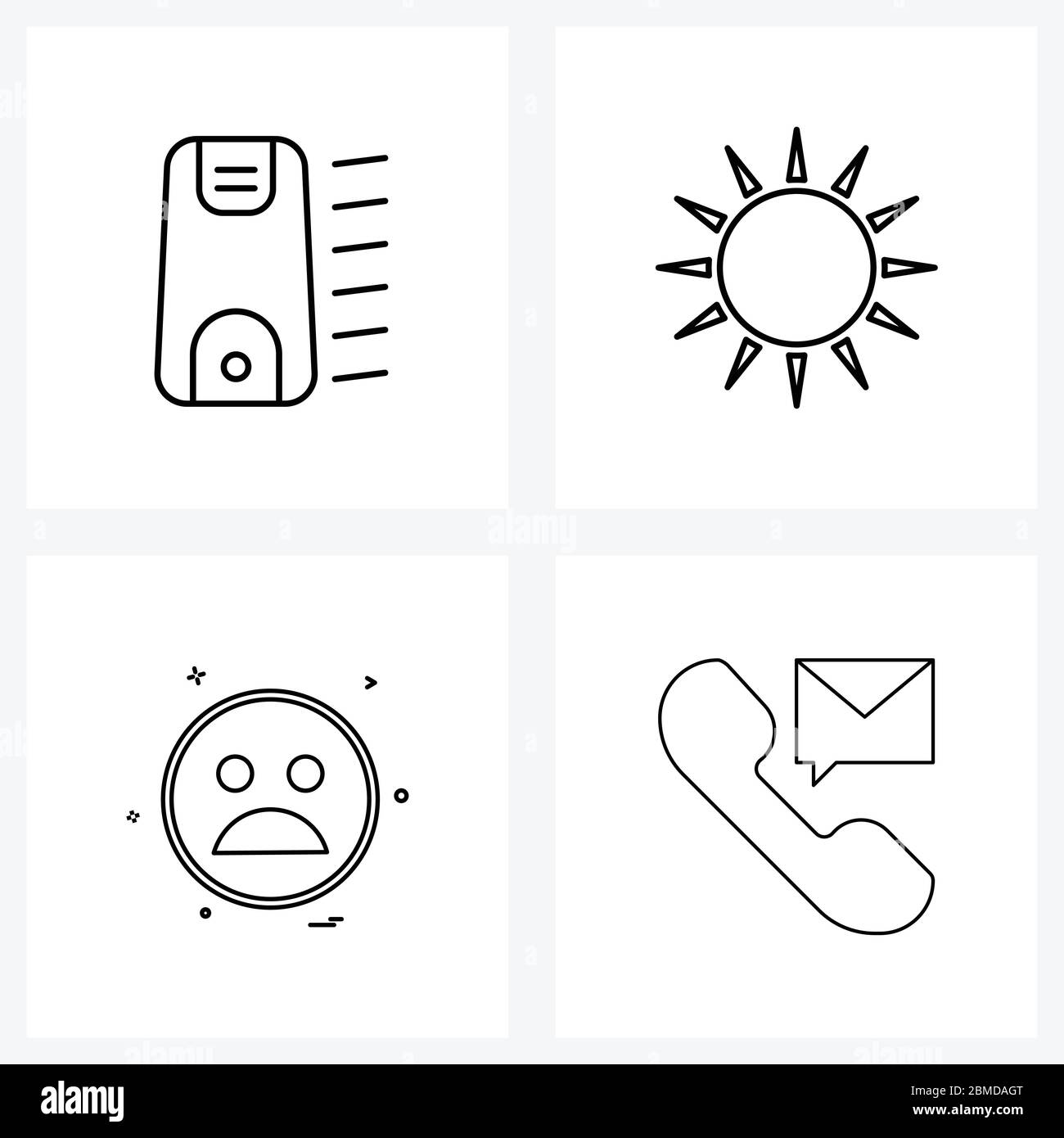4 Editable Vector Line Icons and Modern Symbols of air, emote, room