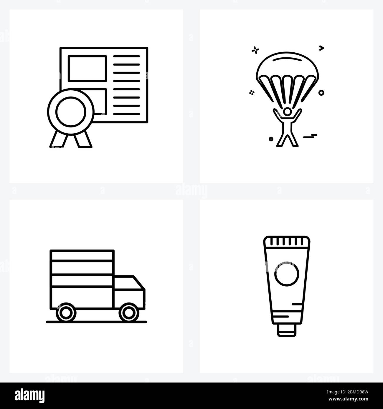Set of 4 UI Icons and symbols for certificate, vehicle, validation, sky