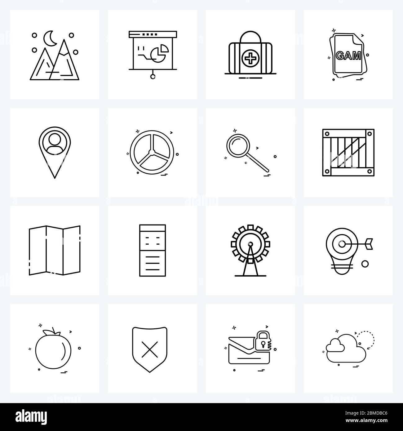 Isolated Symbols Set of 16 Simple Line Icons of map, man location ...