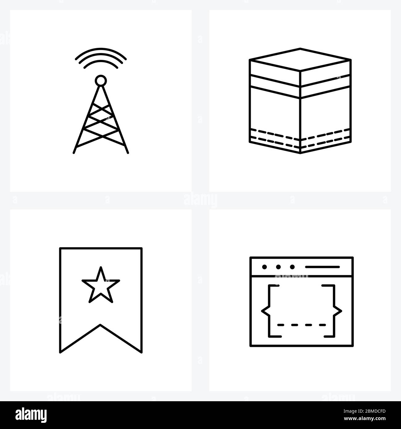 Isolated Symbols Set Of 4 Simple Line Icons Of Signals Star Communication Ramadan Browser Vector Illustration Stock Vector Image Art Alamy