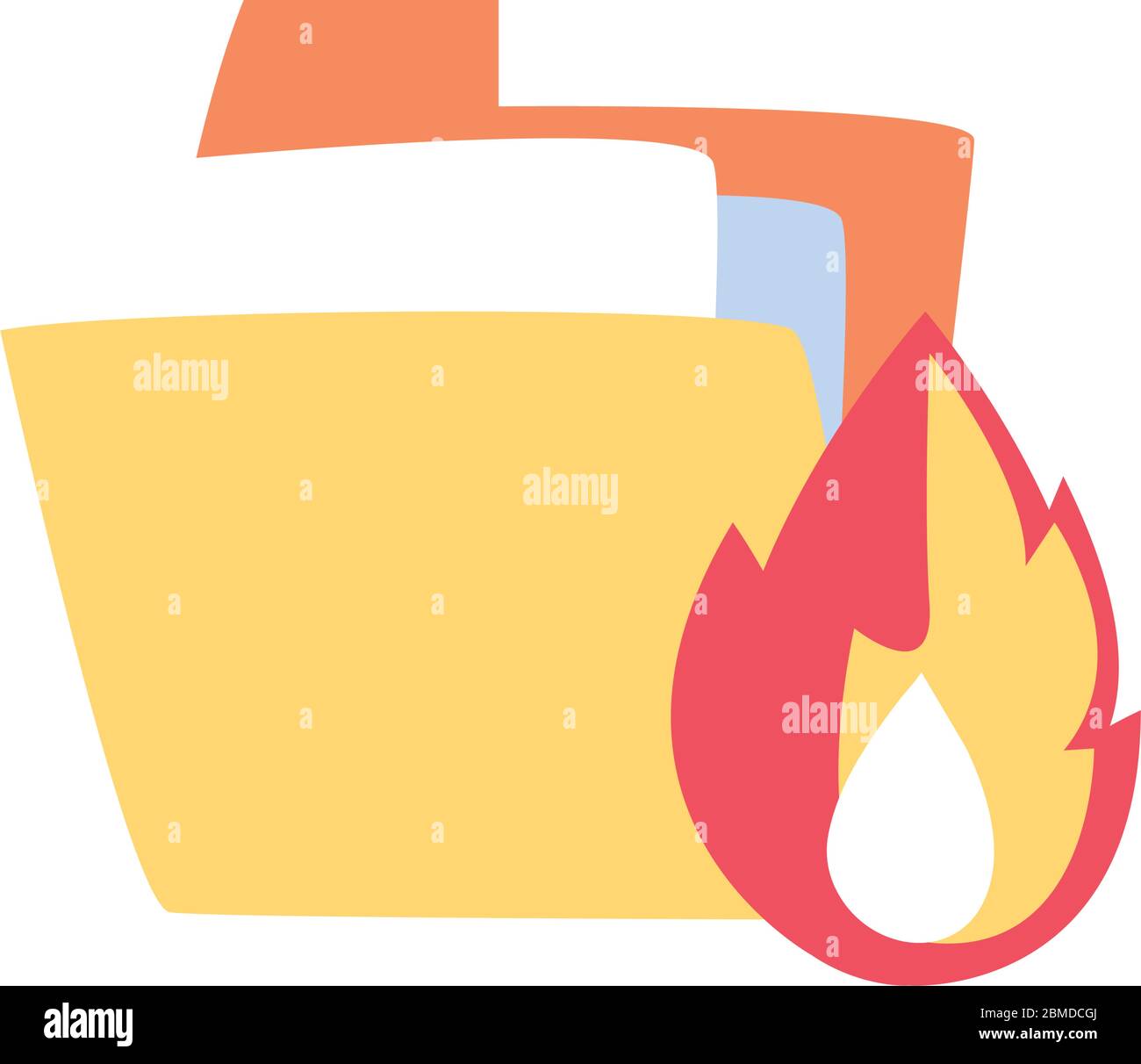 File and flame flat style icon design, Document data archive storage ...