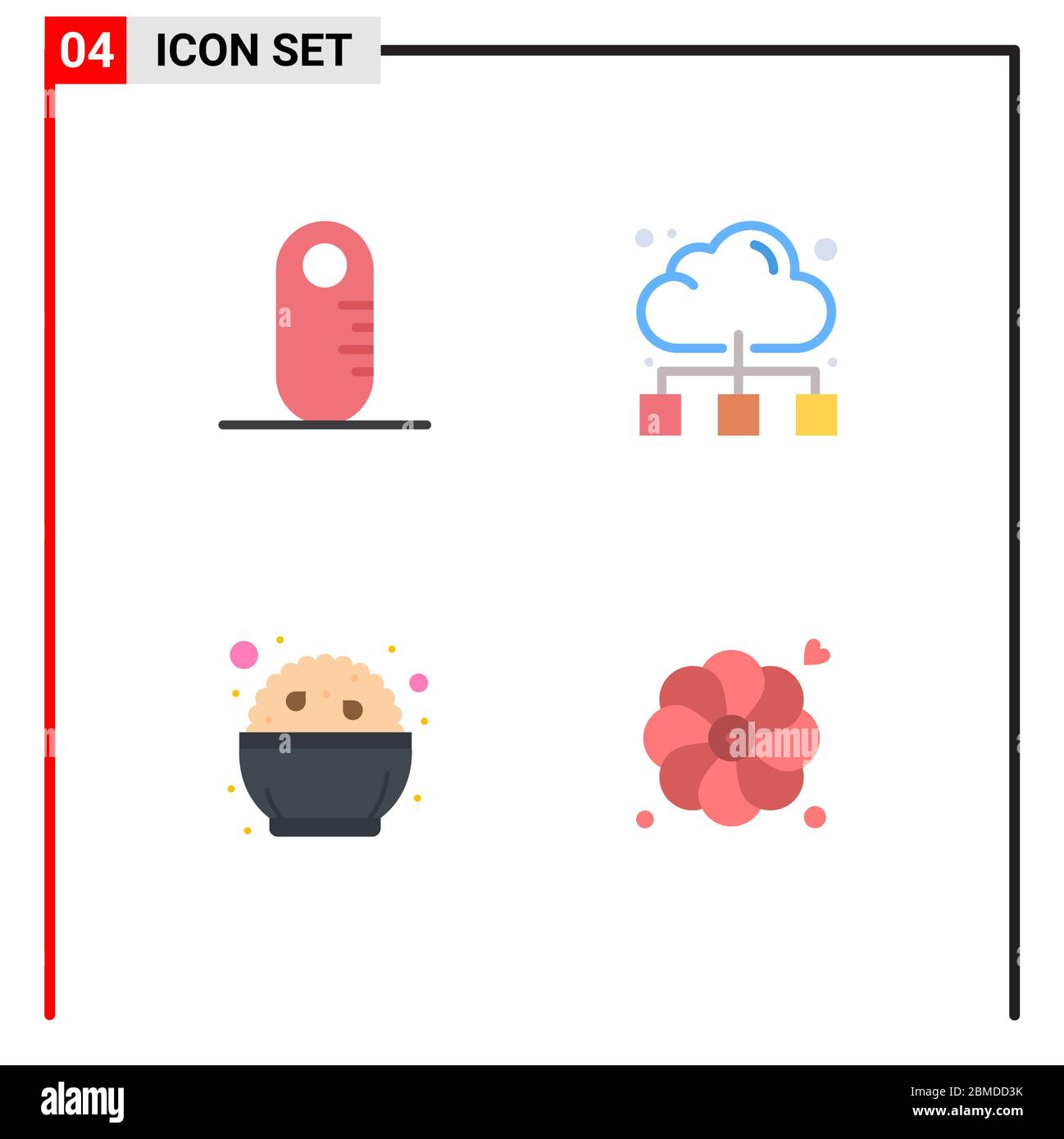 4 User Interface Flat Icon Pack of modern Signs and Symbols of grownup, day, cloud, internet, flower Editable Vector Design Elements Stock Vector