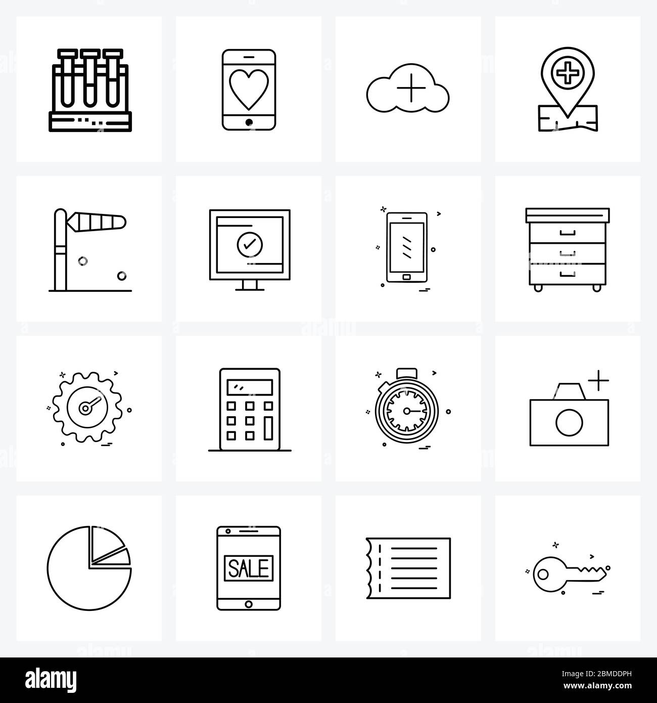 16 Editable Vector Line Icons and Modern Symbols of map, hospital, love, medical, network Vector Illustration Stock Vector