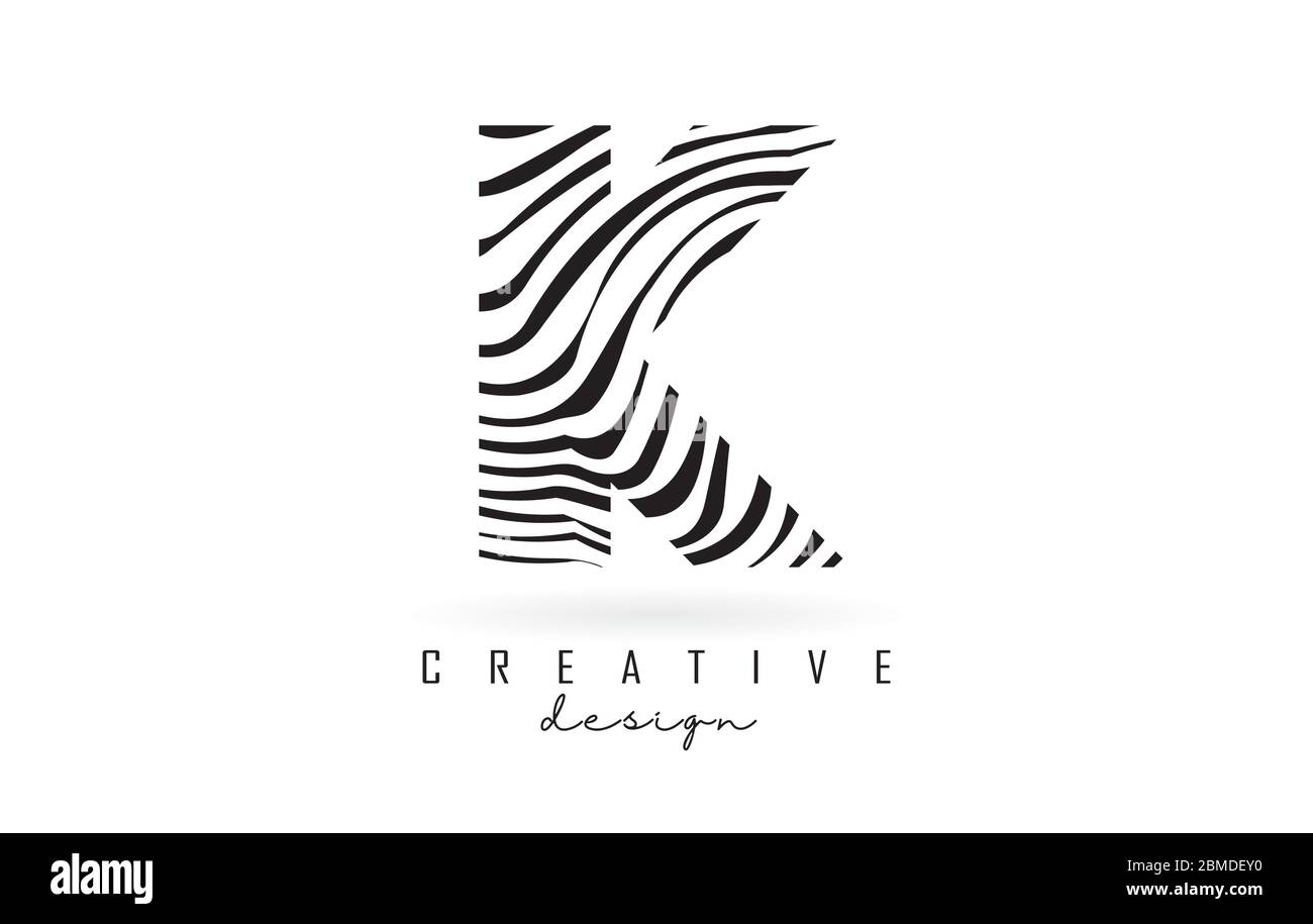 Black and White Zebra K Letter Logo Design. Creative K vector ...