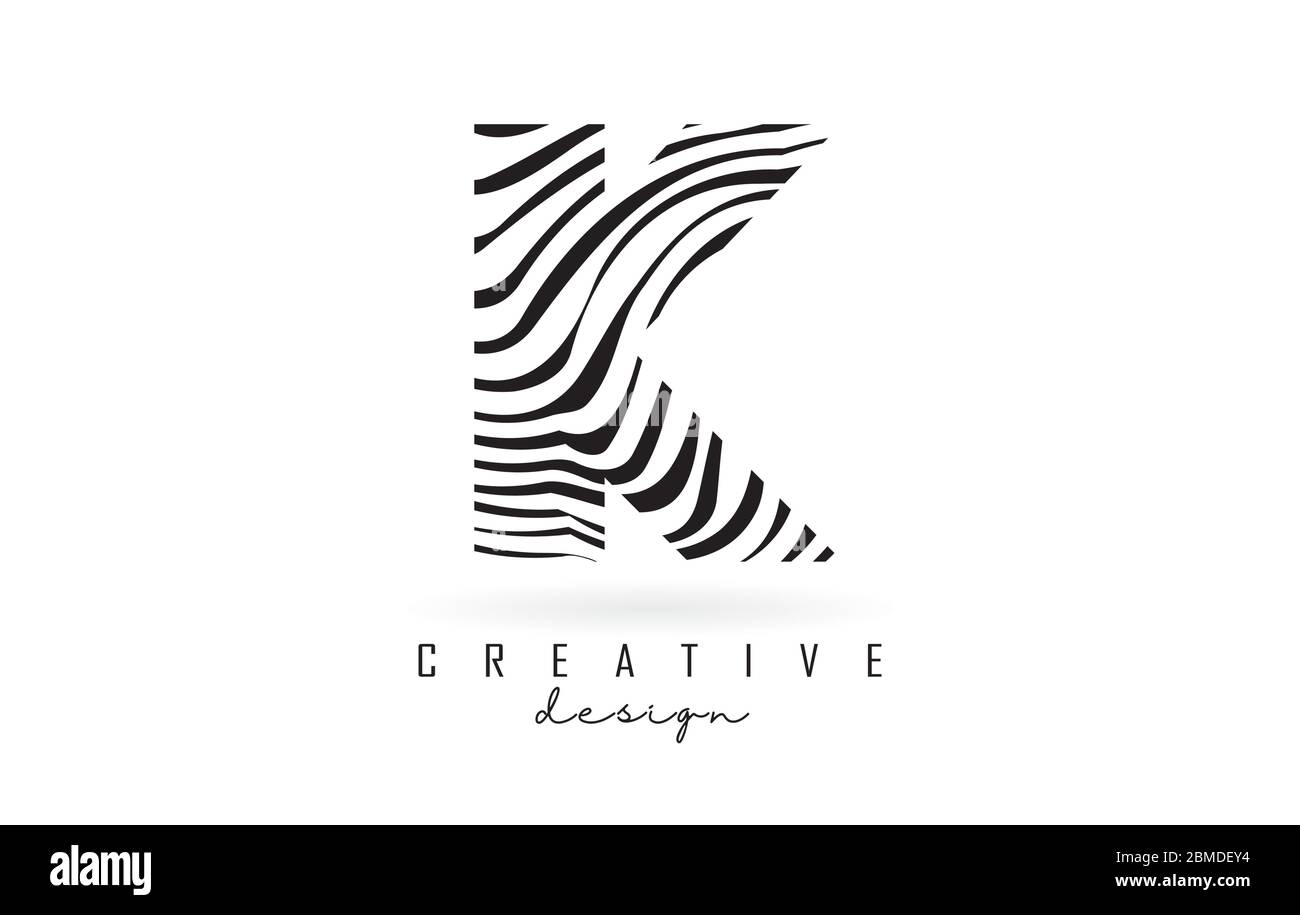 Black and White Zebra K Letter Logo Design. Creative K vector ...
