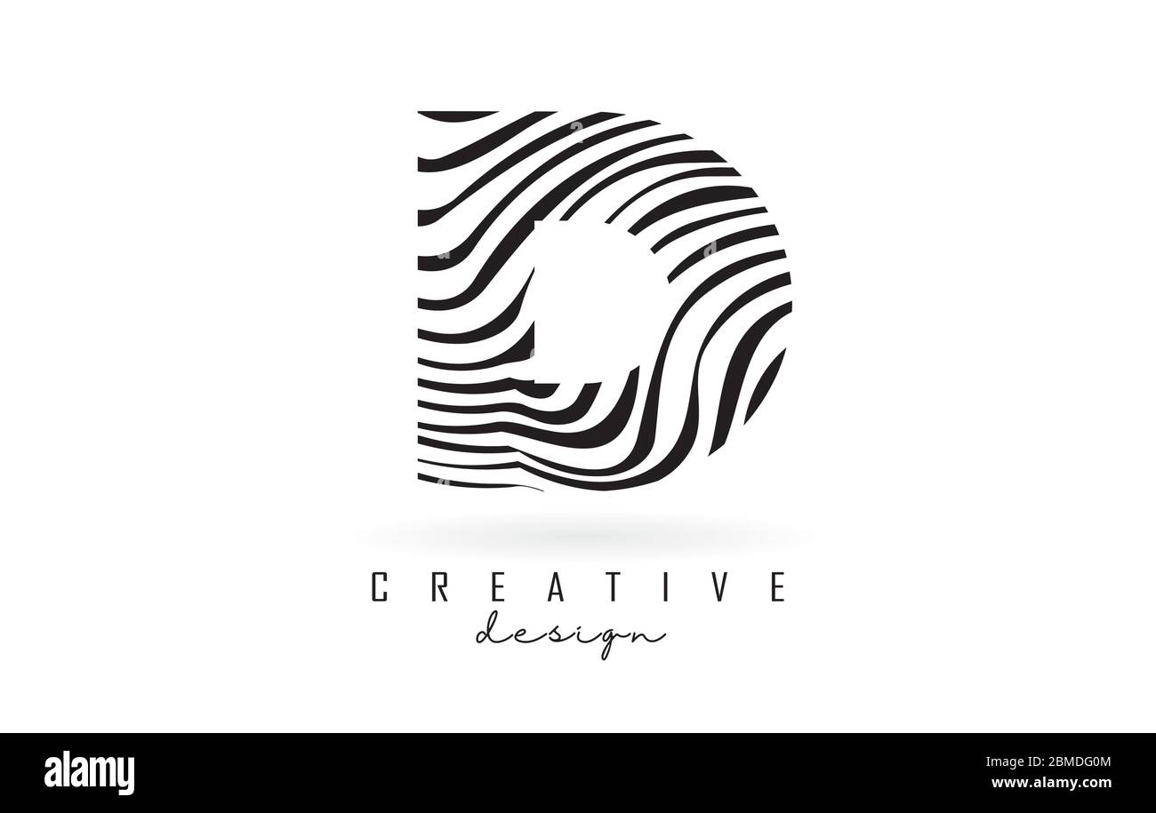 Black and White Zebra D Letter Logo Design. Creative D vector ...