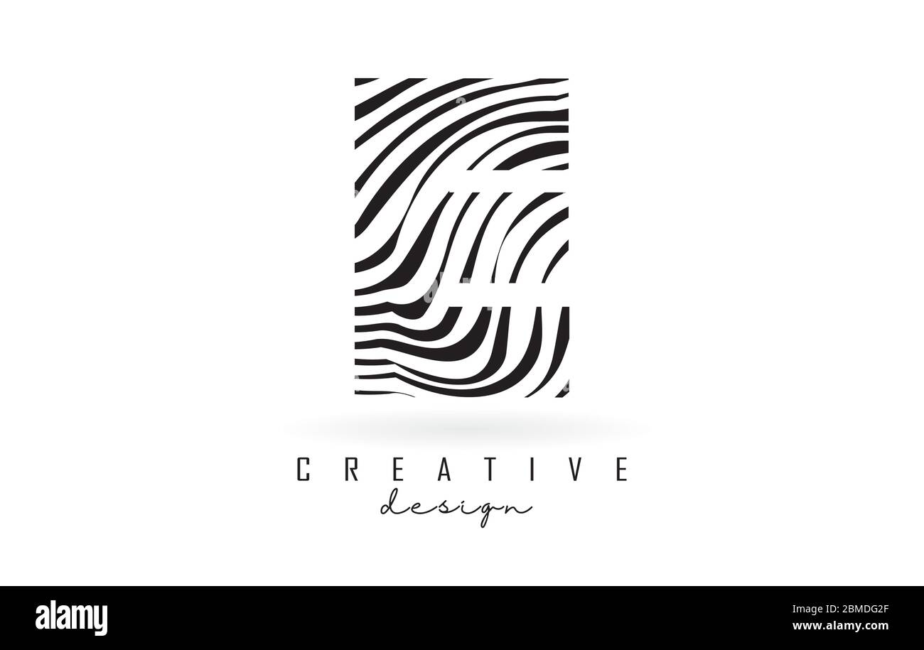 Black and White Zebra E Letter Logo Design. Creative E vector ...