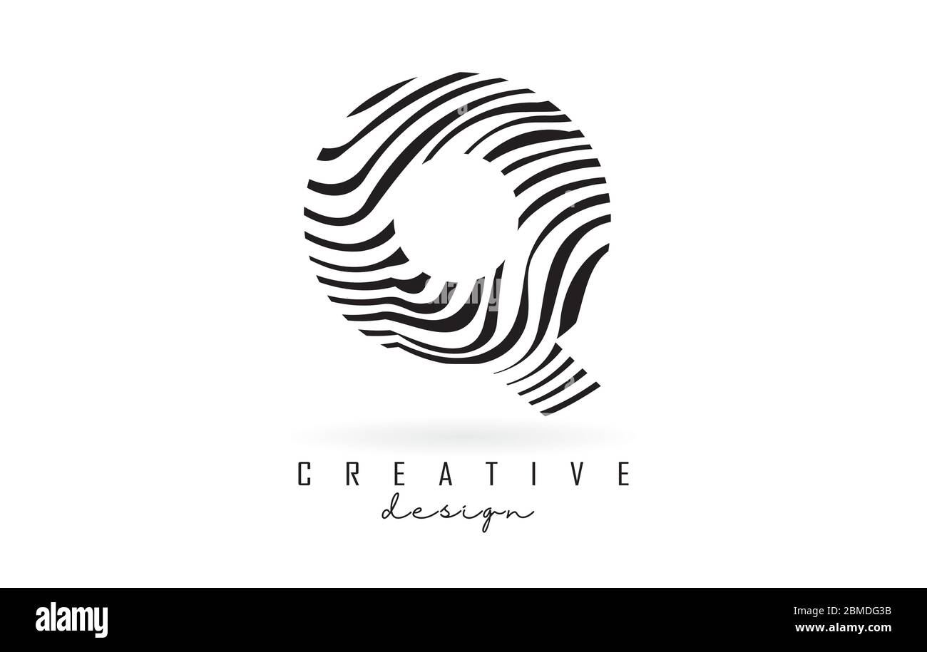 Black and White Zebra Q Letter Logo Design. Creative Q vector ...