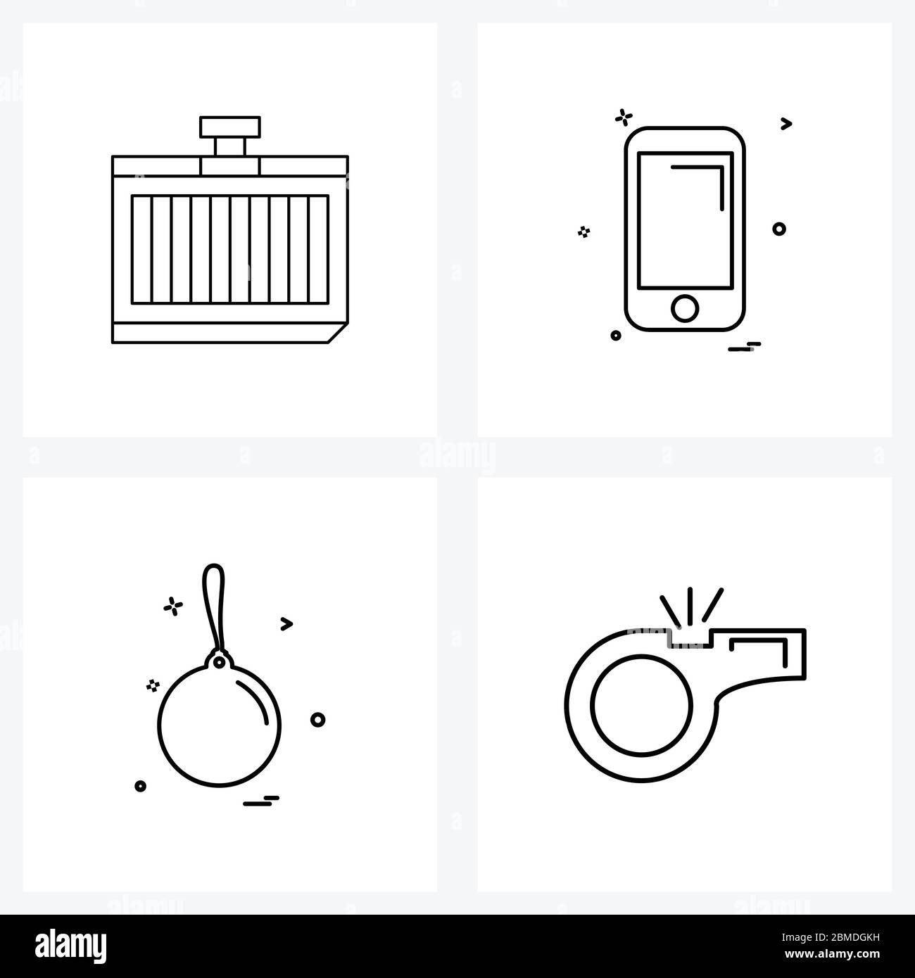 4 Interface Line Icon Set of modern symbols on car, tag, radiator, mobile, discount Vector Illustration Stock Vector