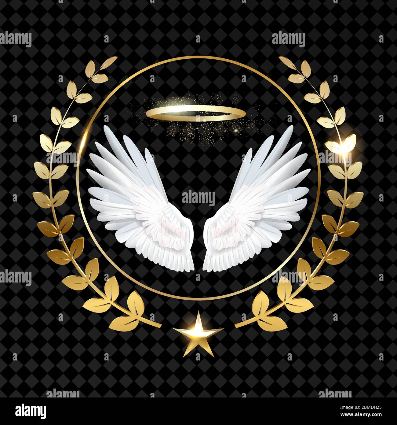 winged laurel wreath logo gold vector Stock Vector