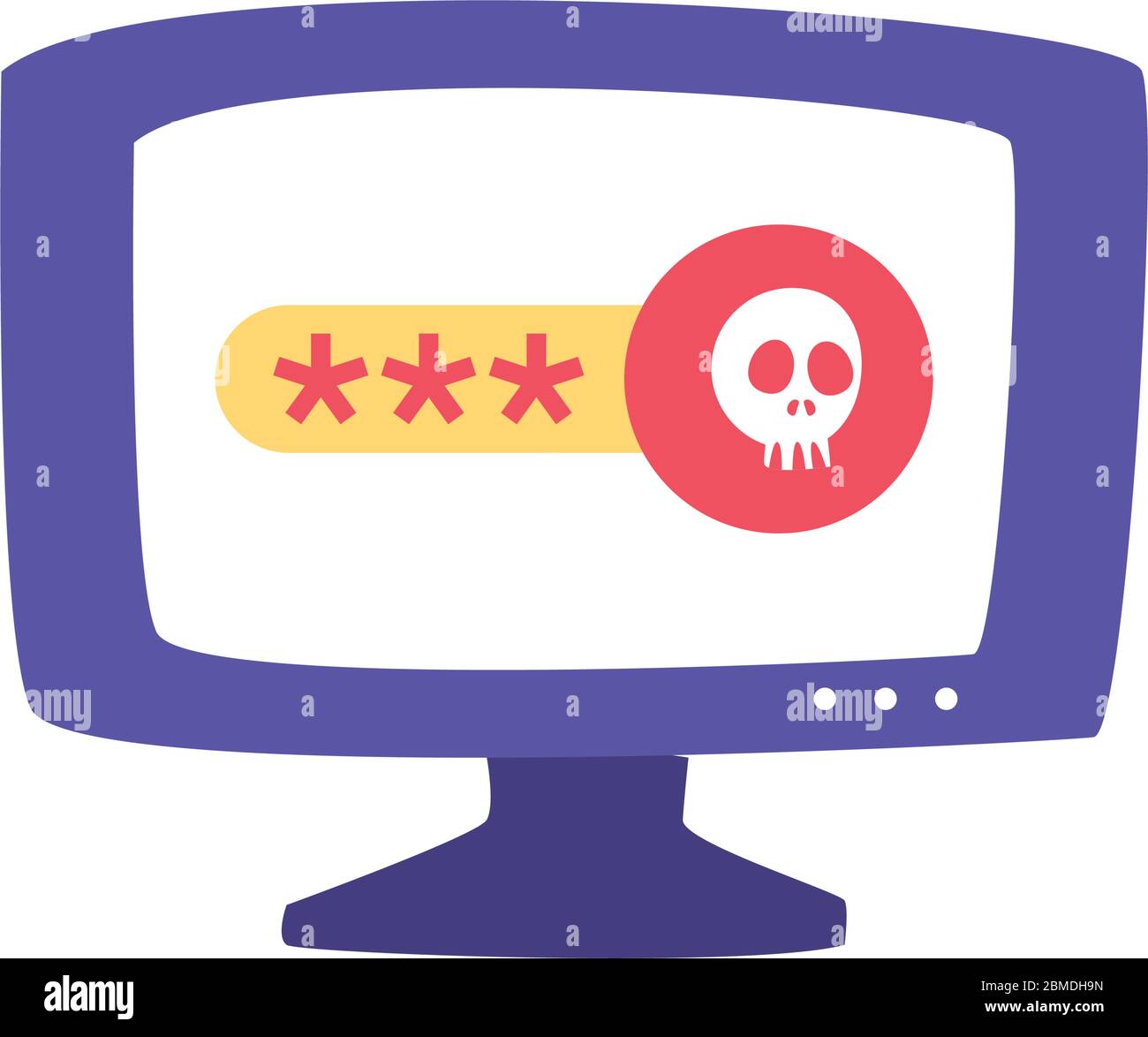 Computer with skull flat style icon design of Hack information and ...