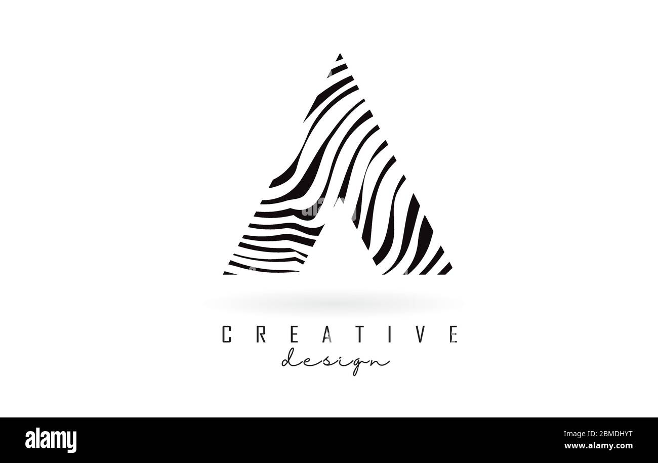Black and White Zebra A Letter Logo Design. Creative A vector ...
