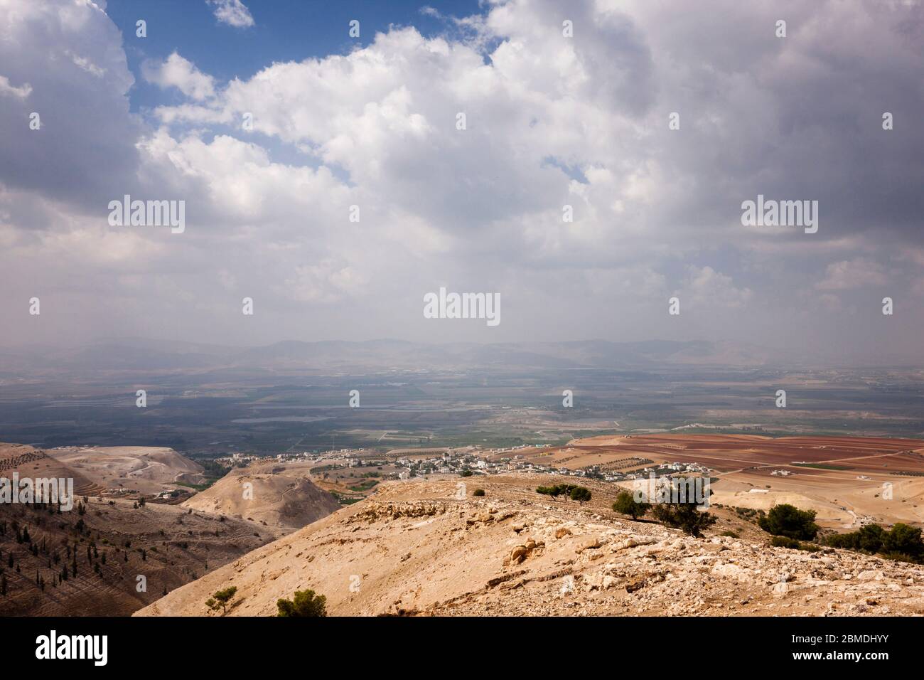 View of Jordan valley, near Ruins of the ancient Pella, Irbit, Irbid governorate, Jordan, middle east, Asia Stock Photo