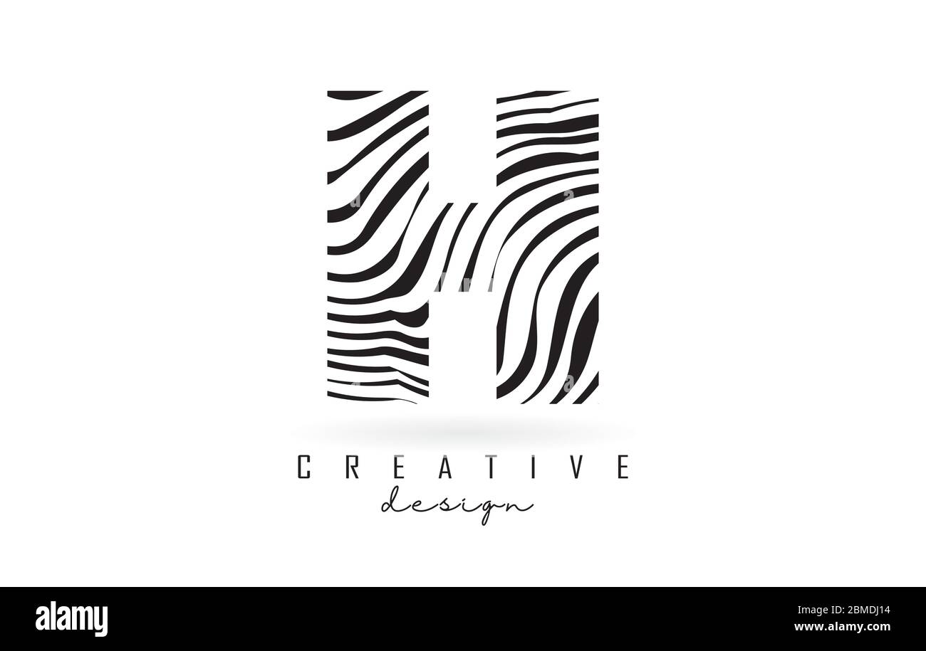 Black and White Zebra H Letter Logo Design. Creative H vector ...