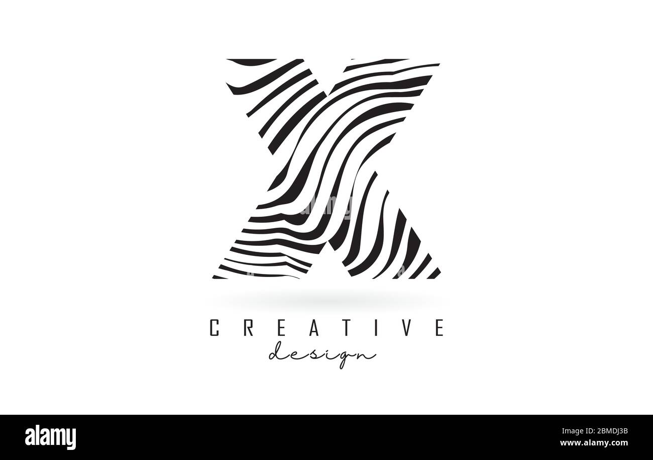 Black and White Zebra X Letter Logo Design. Creative X vector ...