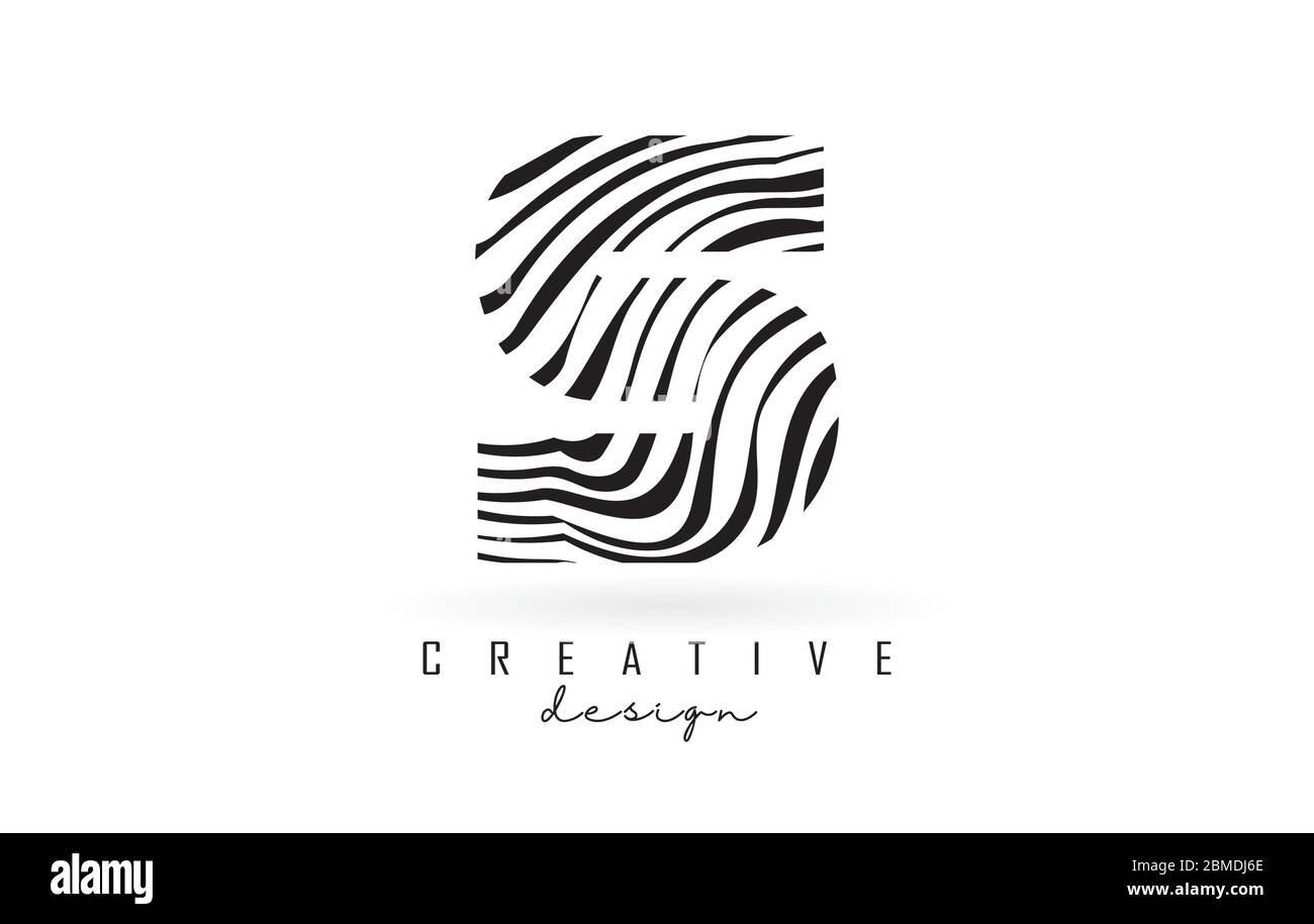 Black and White Zebra S Letter Logo Design. Creative S vector ...