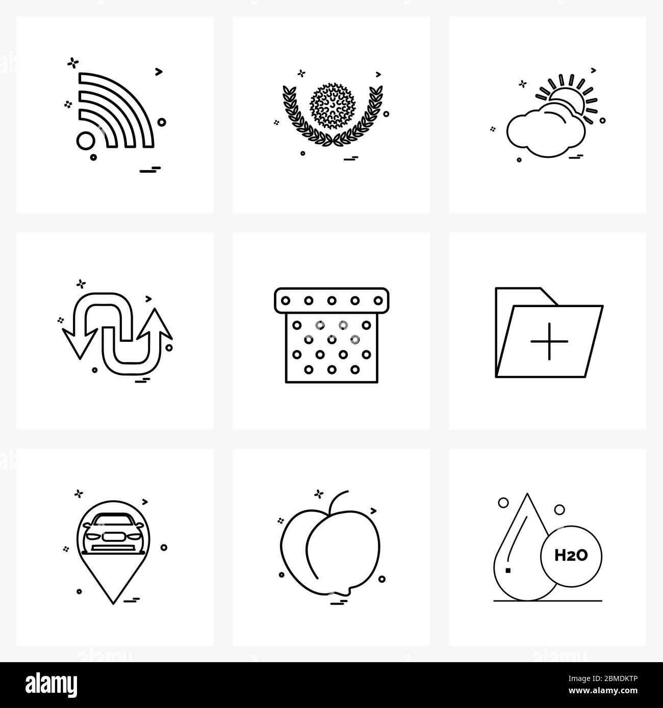 Stock Vector Icon Set of 9 Line Symbols for, reset, weather, arrows, arrow Vector Illustration Stock Vector