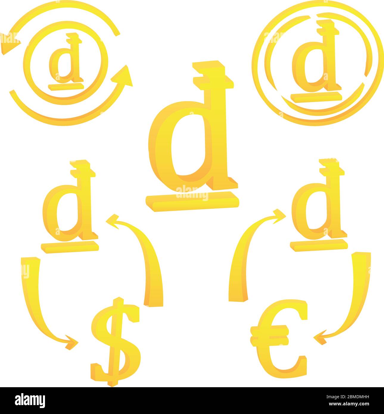 3D Vietnamese Dong currency symbol icon of Vietnam Stock Vector
