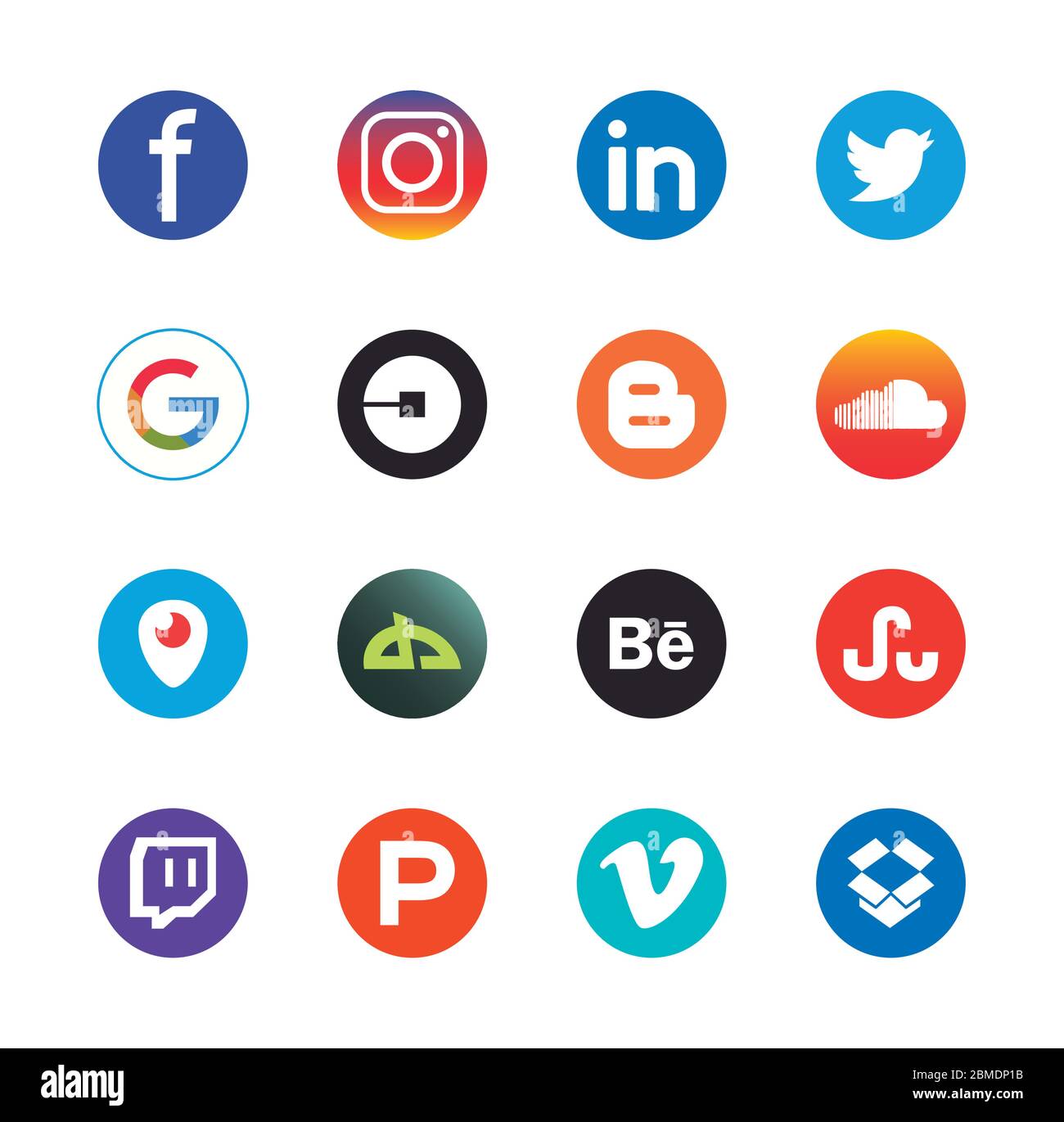 flat style icon set design, Social media apps multimedia communication and digital marketing theme Vector illustration Stock Vector