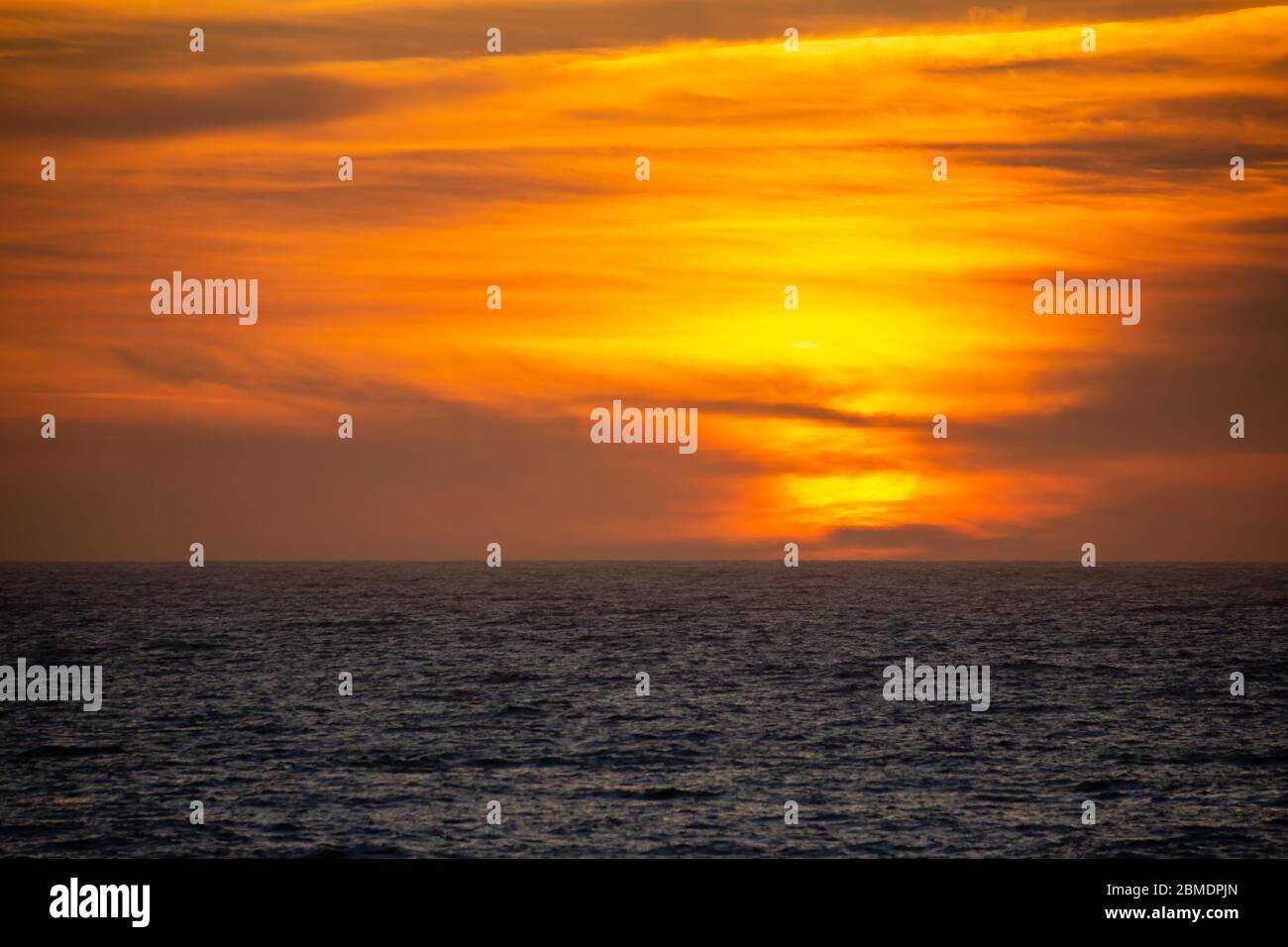 North Pacific Ocean sunset from Yachats, Oregon in August, horizontal Stock Photo