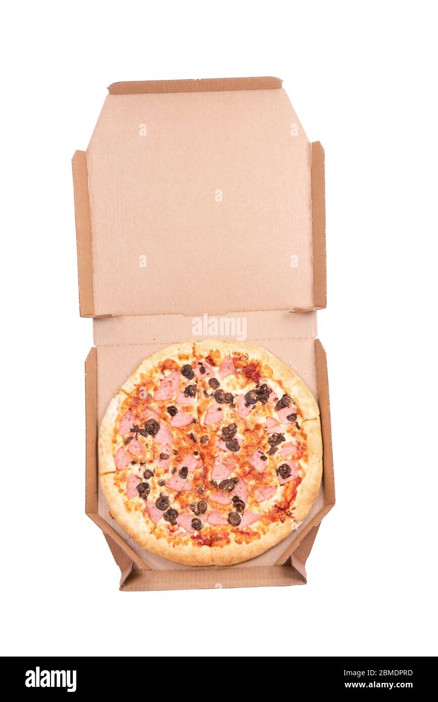 Pizza in a box on a white background Stock Photo - Alamy