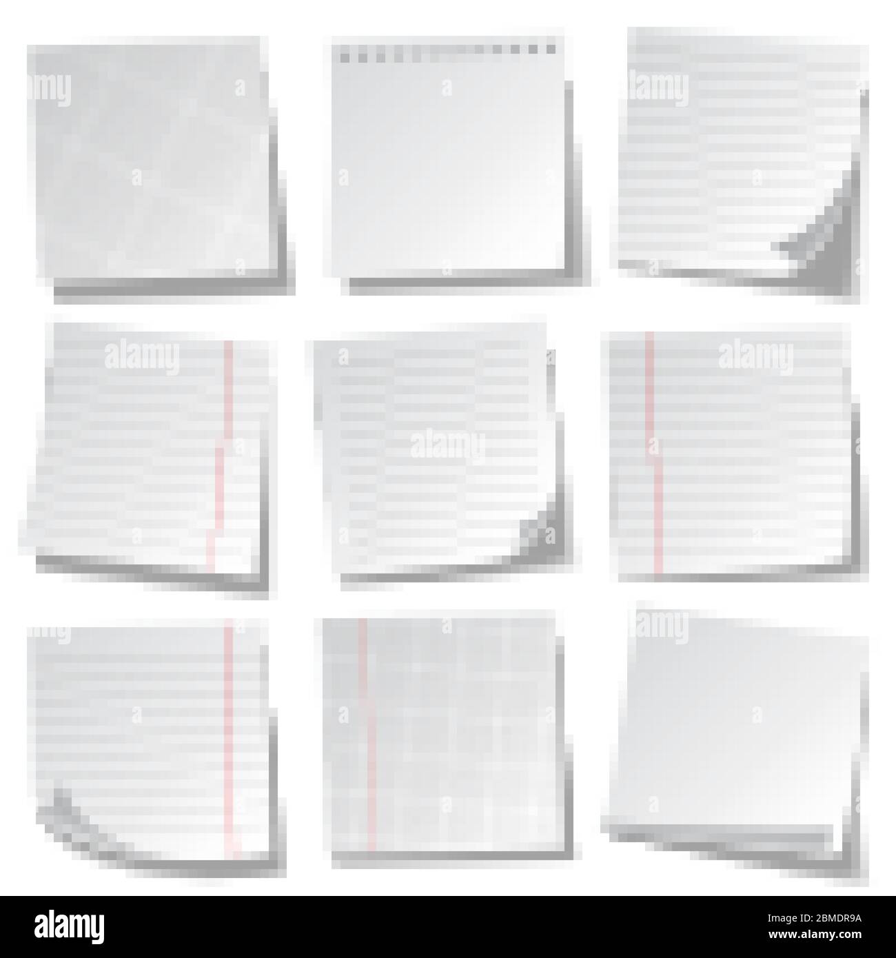 Realistic lined sticky notes. Blank note paper sheets. Information ...