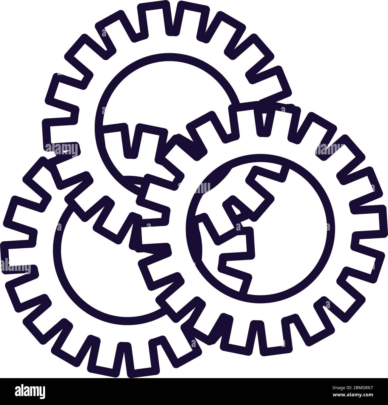 Gears line style icon design, construction work repair machine part ...