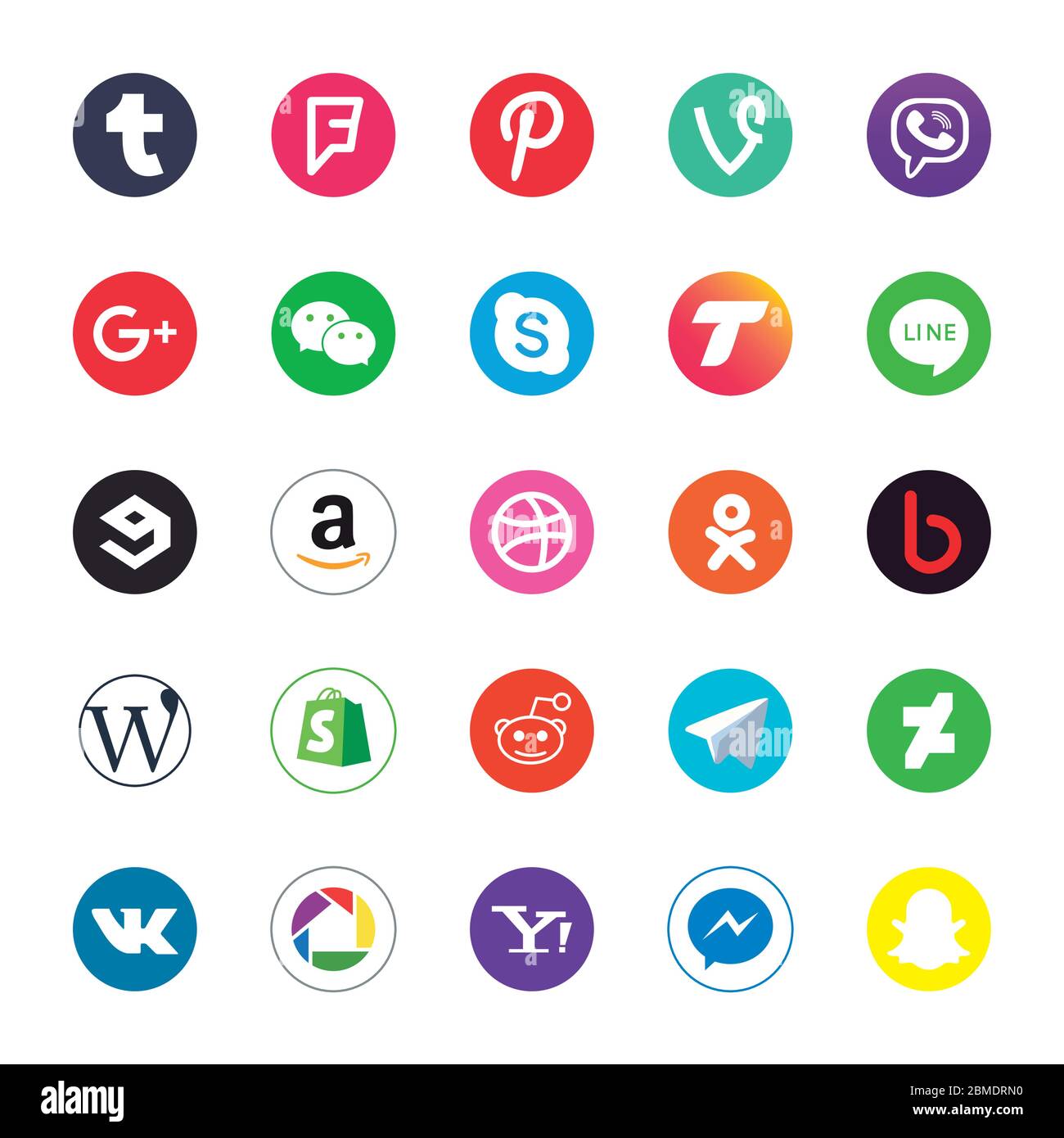 flat style icon set design, Social media apps multimedia communication