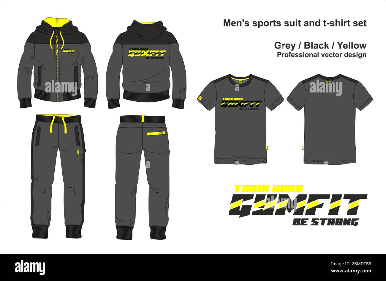 Man Suit Set Zipper Hoodie Jacket Joggers Pants T Shirt Gym Work Out Template Stock Vector Image Art Alamy