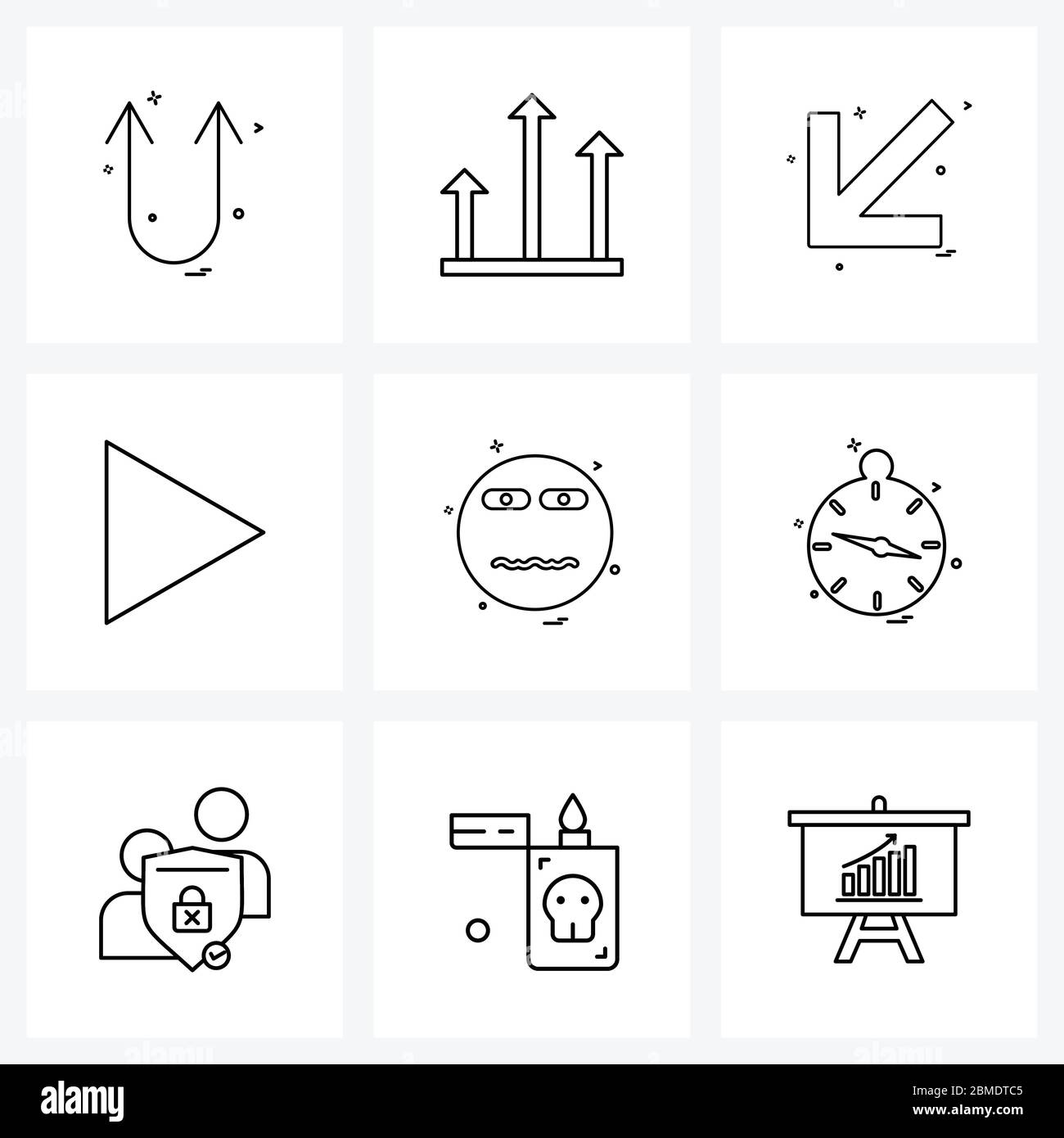 9 Universal Line Icons for  and Mobile emoji, play, up, play button