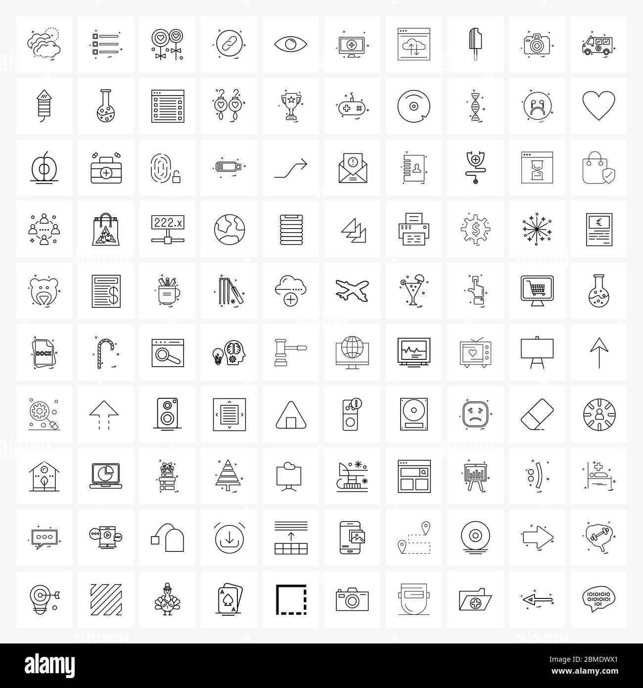 100 Editable Vector Line Icons and Modern Symbols of eyes, interface ...