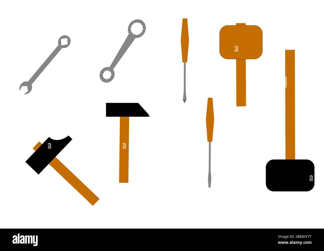 Set of bench tools on a white background. Stock Vector