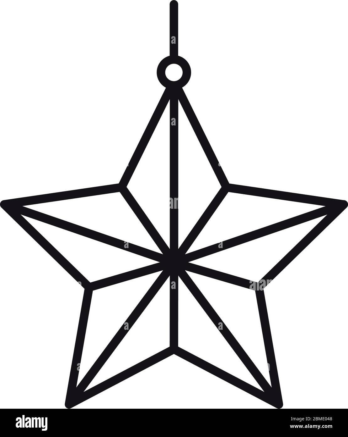 EID mubarak concept, star ornament icon over white background, line