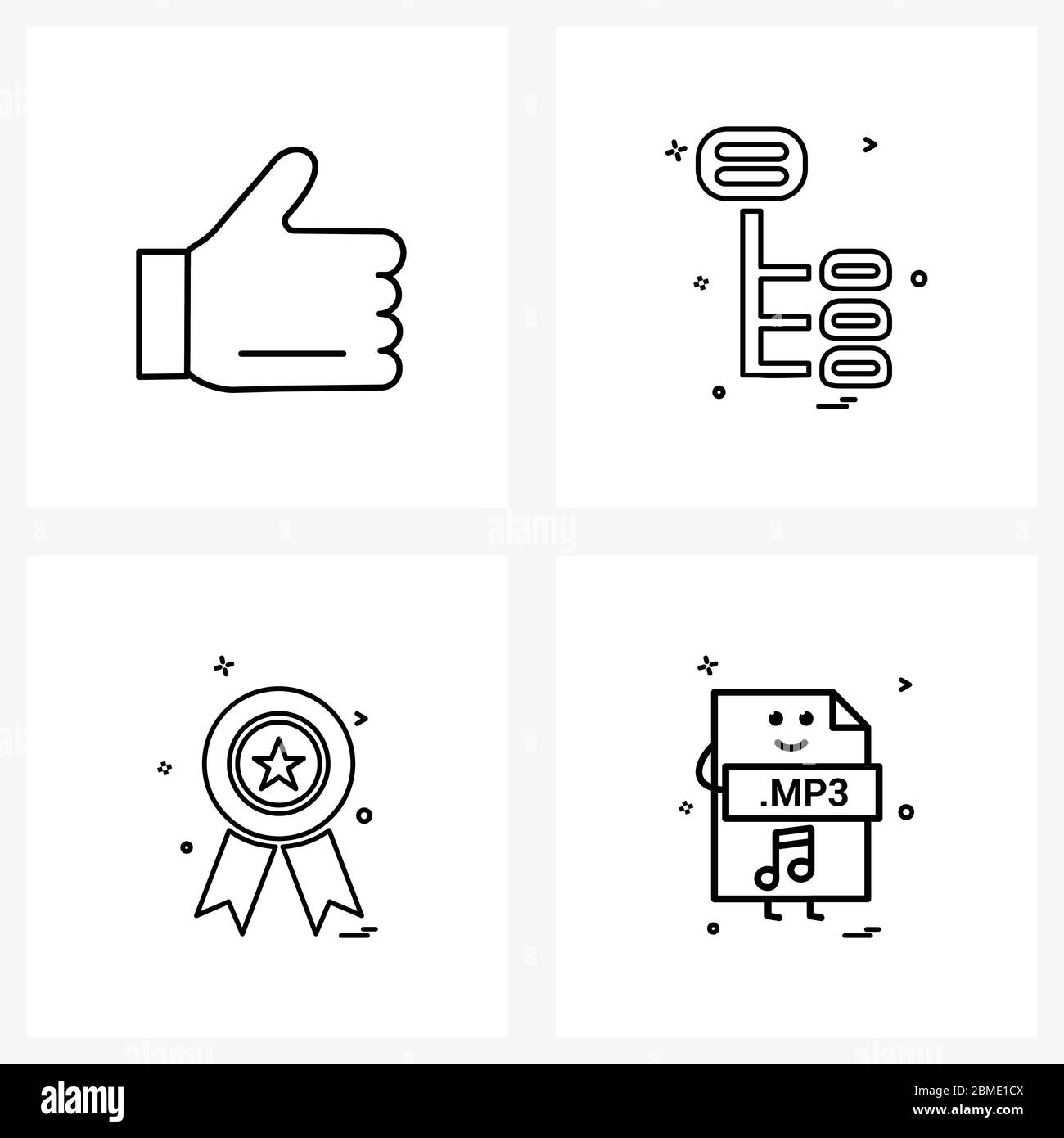 4 Universal Icons Pixel Perfect Symbols of favorite; awarded; like; networking; Vector Illustration Stock Vector