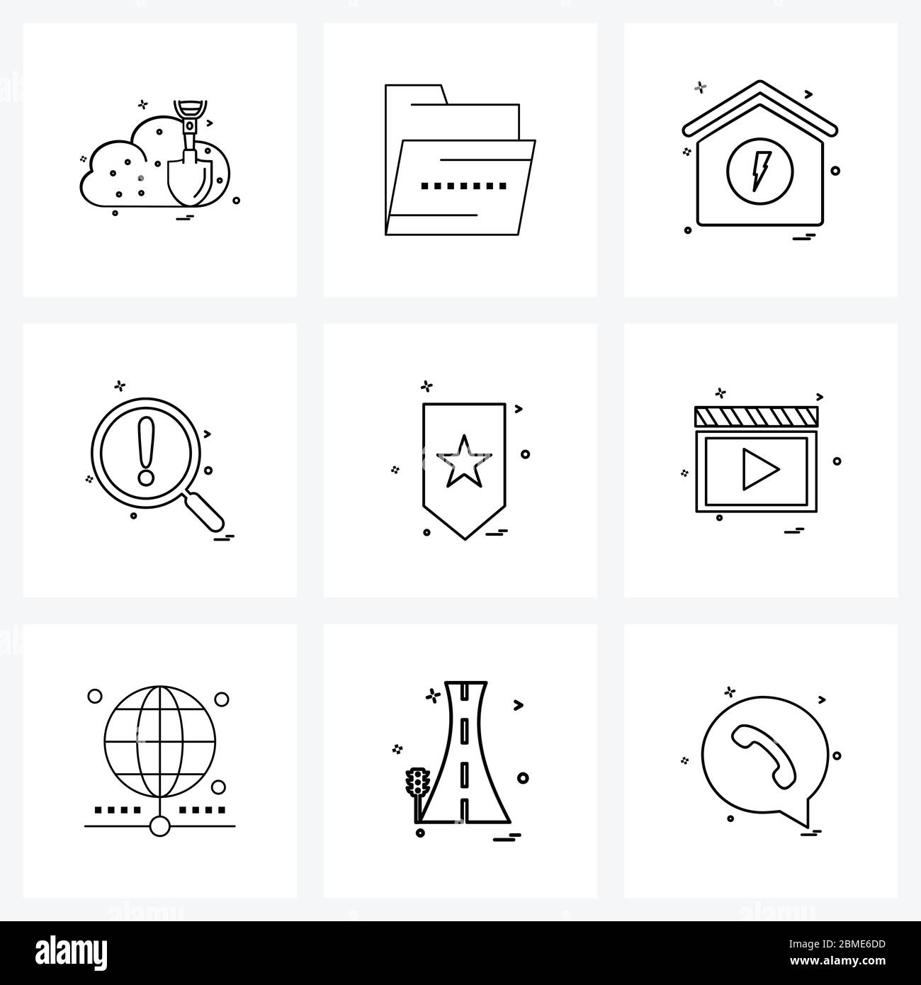 Stock Vector Icon Set of 9 Line Symbols for star, error, house, caution, search Vector Illustration Stock Vector