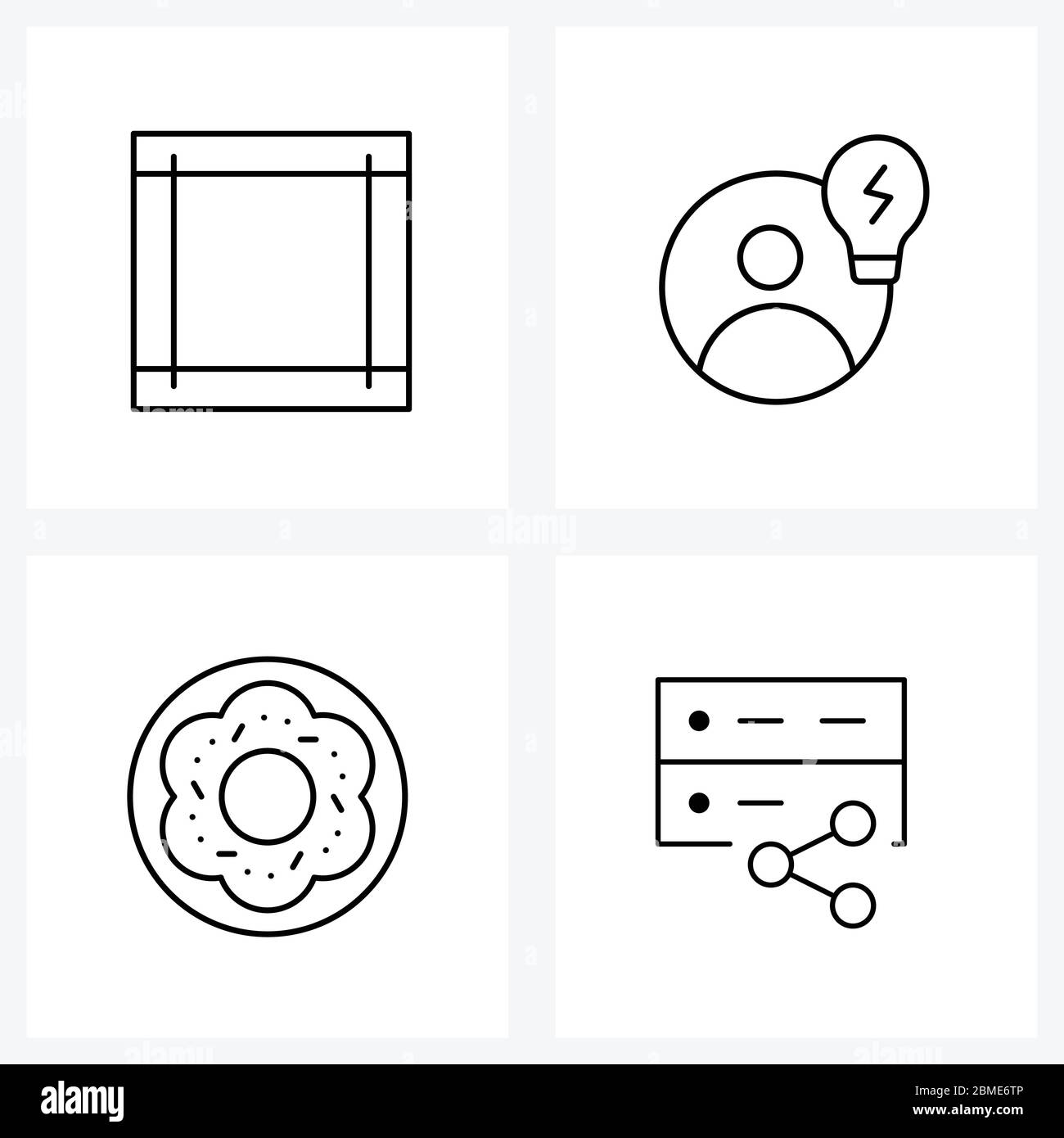 4 Universal Line Icons for Web and Mobile configuration, food, wide, find, meal Vector Illustration Stock Vector