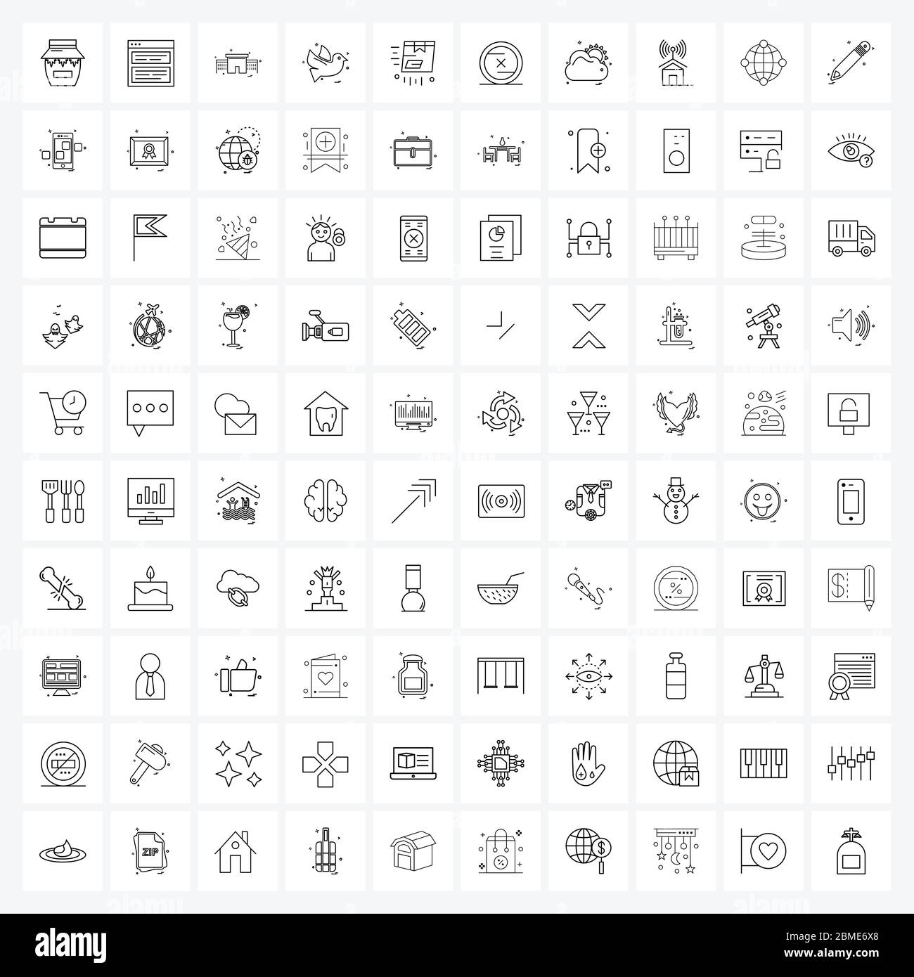 Modern Vector Line Illustration of 100 Simple Line Icons of cancel, fast, house, delivery, bird Vector Illustration Stock Vector