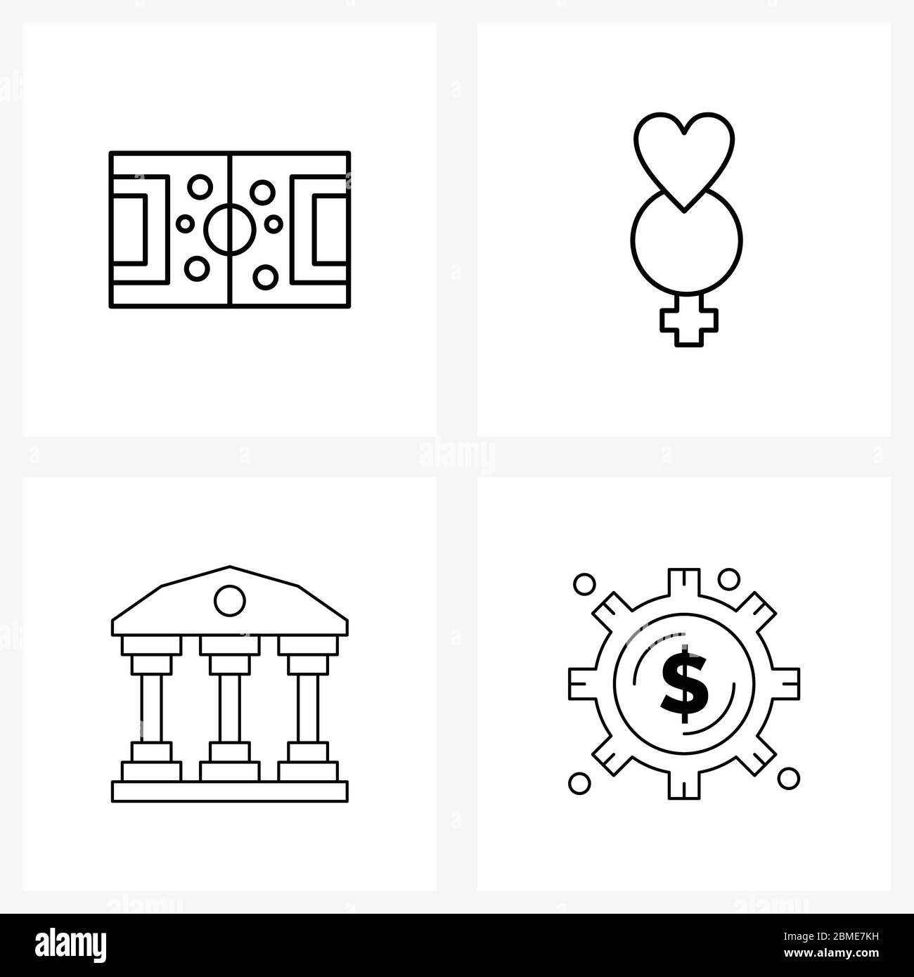 4 Editable Vector Line Icons and Modern Symbols of football, interest ...