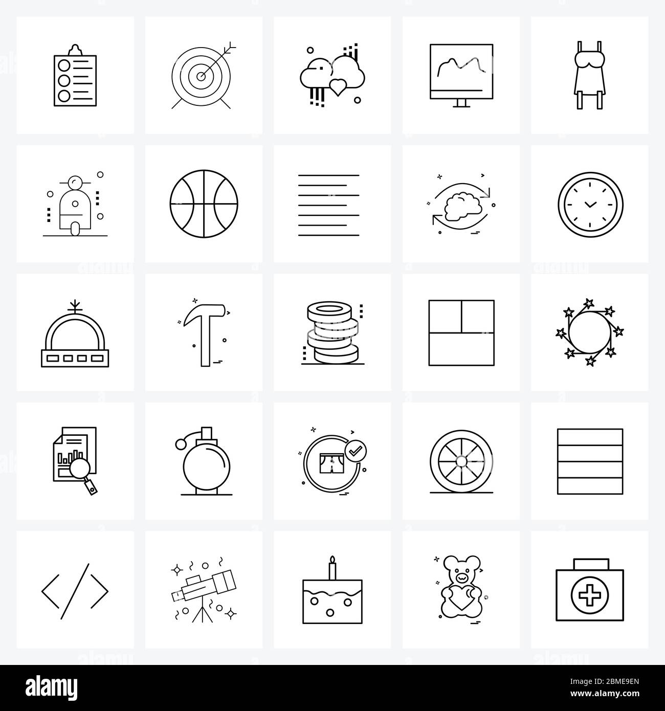 Stock Vector Icon Set of 25 Line Symbols for garments, miscellaneous ...