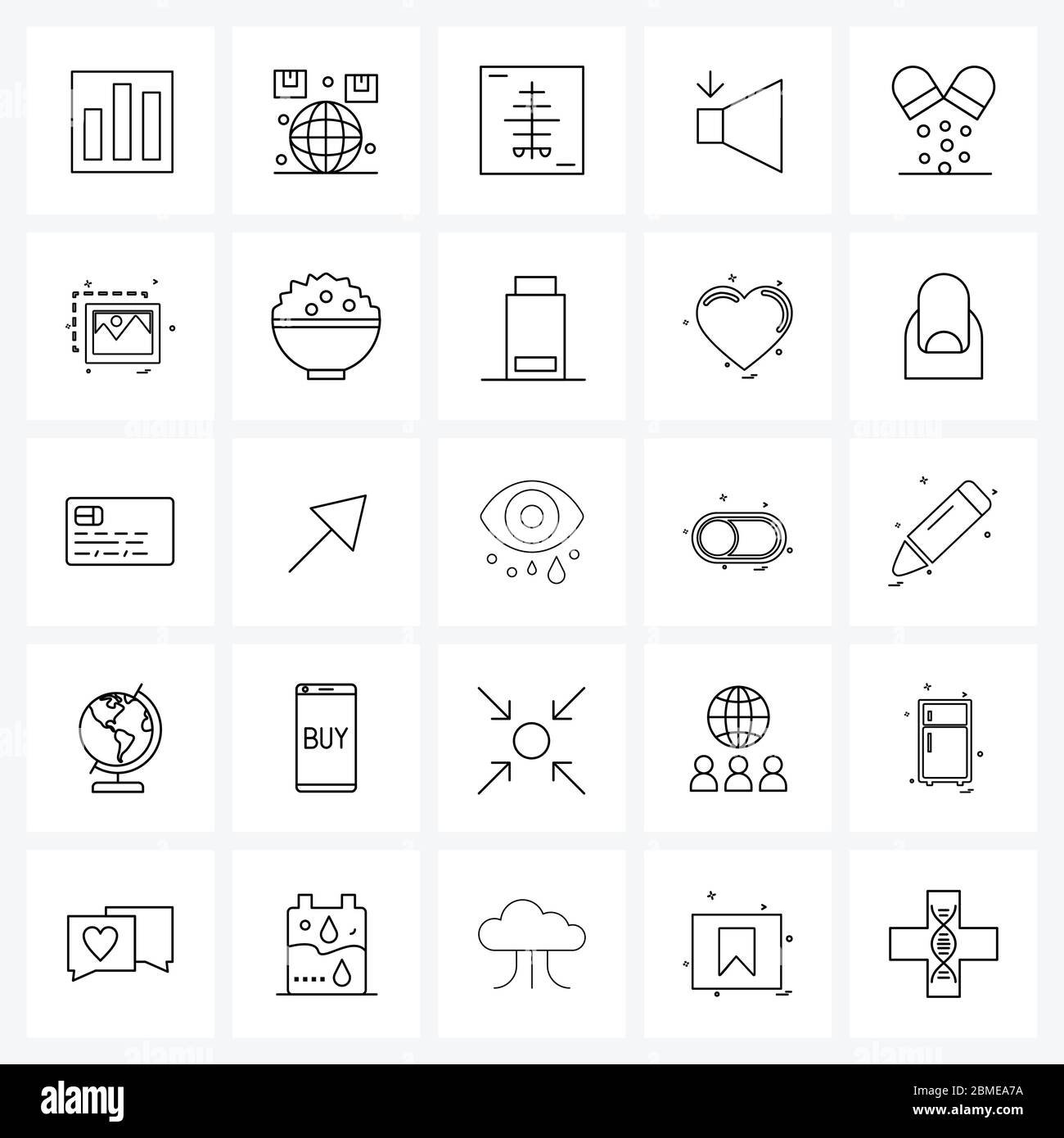 25 Universal Line Icon Pixel Perfect Symbols of medical, capsule, file ...