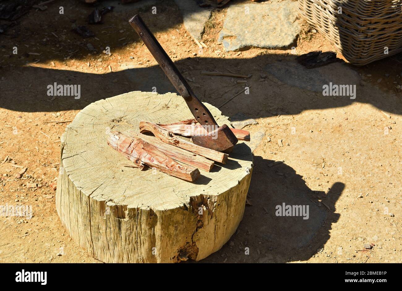 Hand Axe Stuck On Log High Resolution Stock Photography and Images - Alamy