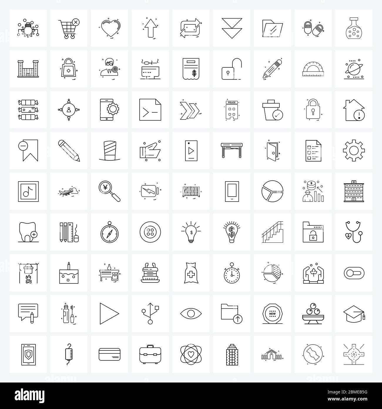Pixel Perfect Set of 81 Vector Line Icons such as arrows, arrow, love ...